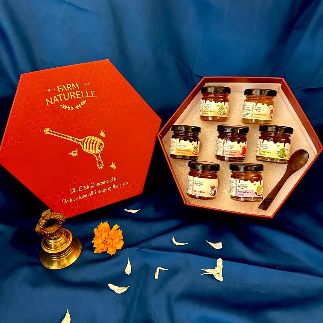 Sweet Week Delight - 7 x 55g Pure Honey Jars with Wooden Spoon – Farm ...