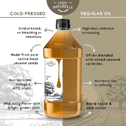 Farm Naturelle - Virgin Cold Pressed Sesame/Gingelly Oil | Virgin, Chekku/Ghani Cooking Oil